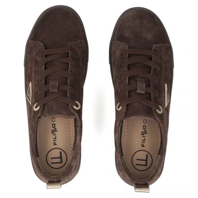 5. Women's leather platform sneakers, brown, Filippo DP3533