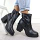 12. Women's leather ankle boots with a snake print heel, black Goe SS2N4152