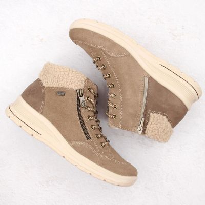 36. Beige waterproof leather ankle boots for women – Rieker L7701-24