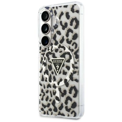 2. Guess IML Leopard Print Triangle MagSafe Case for Samsung Galaxy S26 - Black