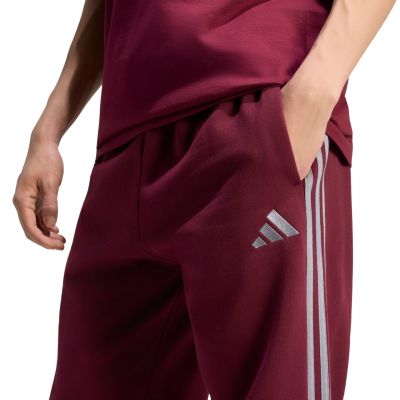 4. Men's adidas Essentials 3-Stripes Fleece Tapered Cuffed Pants Burgundy KY4134