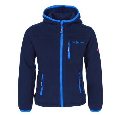 TrollKids Kids Stavanger Jacket navy/light blue windproof fleece jacket (706-110)