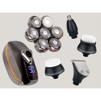 3. ELDOM G61 5W 7-BLADE SHAVING RAZOR, 60 MIN. RUN TIME + TRIMMER + HAIRDRYER ATTACHMENTS IPX6