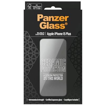 4. PanzerGlass Ceramic Protection ceramic glass for iPhone 15 Plus with positioner