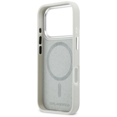 7. Karl Lagerfeld Croco KL Script Logo MagSafe Case for iPhone 17 Pro - Silver