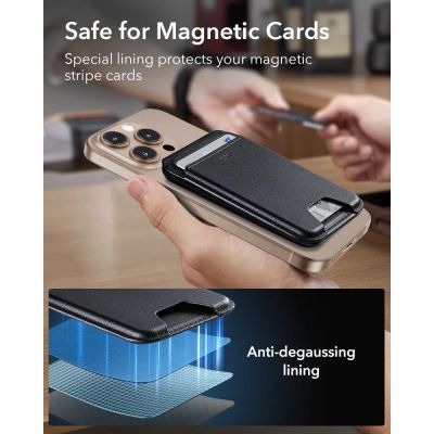 6. ESR Classic RFID Magnetic Wallet Stand MagSafe - Black