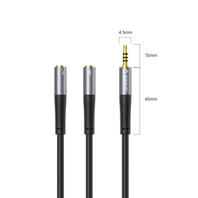 2. Orico AX2 audio adapter mini jack 3.5 mm headphone and microphone splitter 0.5 m - black