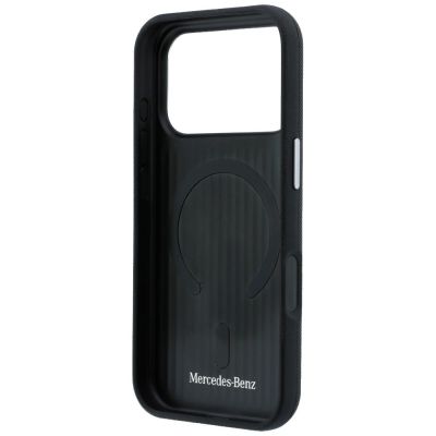7. Mercedes Leather Semi Wrap Wood Effect MagSafe Case for iPhone 17 Pro Max - Black