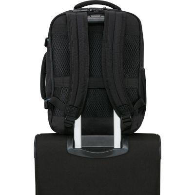 5. American Tourister Casual Backpack Ms backpack Hiking Backpack Black Recycled polyethylene terephthalate (rPET)