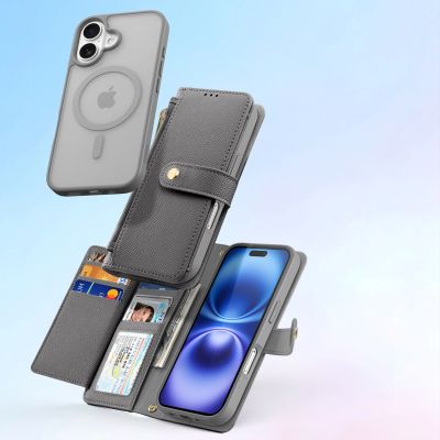 3. Dux Ducis Lawa Leather Case for iPhone 16 - Gray