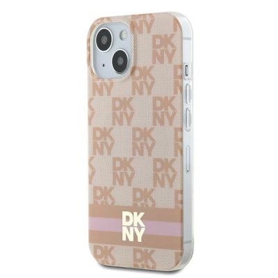 2. DKNY IML Checkered Mono Pattern & Printed Stripes MagSafe case for iPhone 15 / 14 / 13 - pink