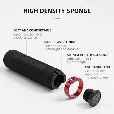 4. Rockbros BT1001BKRD Foam Bicycle Grips for Handlebars – Black and Red