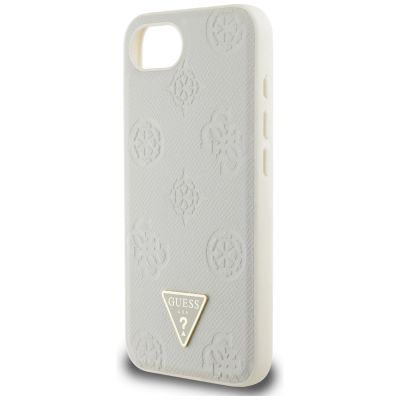 6. Guess Grained Hot Stamp Peony Triangle Logo MagSafe case for iPhone 16e - beige