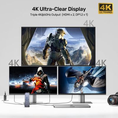 8. Unitek DisplayLink 4K Universal Docking Station x3