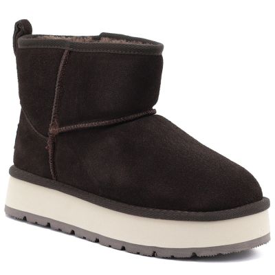5. Women's leather ankle boots with platform, brown Big Star UU274693