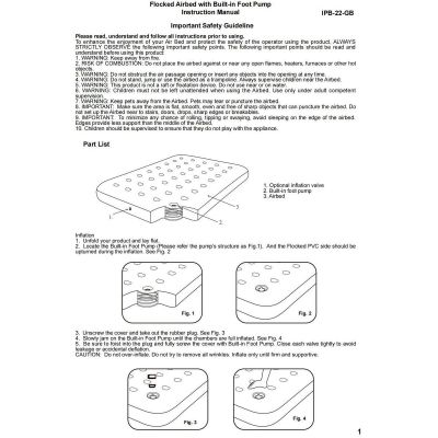 20. FLOCKED MATTRESS FOR 2 PEOPLE WITH BUILT-IN FOOT PUMP 191x137x22CM 24131