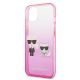 6. Karl Lagerfeld Gradient Ikonik Karl&Choupette Case for iPhone 13 mini - Pink