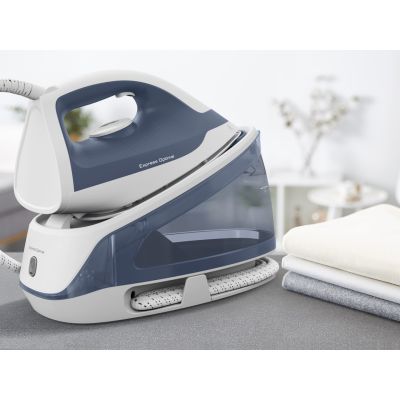 6. TEFAL Steam generator iron | FV2C41E0 Express Optimal | 2400 W | 1.2 L | 5 bar | Auto power off | Vertical steam function | Calc-clean function | Blue/White
