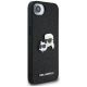 4. Karl Lagerfeld Fixed Glitter Karl&Choupette Heads Metal Pin iPhone 16e Case - Black