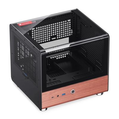 29. Jonsbo TK-0 PC Case, Mini-Tower, Mini-ITX, Tempered Glass, Wood - black