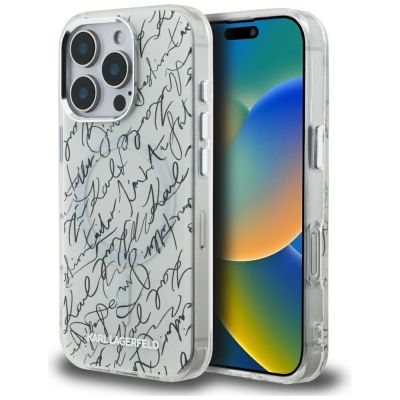 Karl Lagerfeld IML Karl Script Pattern MagSafe Case for iPhone 16 Pro Max - White