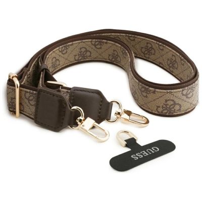 8. Guess 4G Strass Logo & Big Strap Metal Buttons MagSafe Case for iPhone 17 - Brown