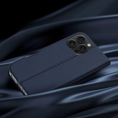 12. Dux Ducis Skin Pro iPhone 16 Pro Max Case with Flip and Card Slot - Blue