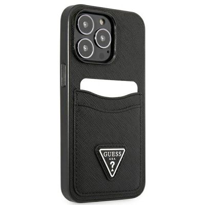 4. Guess Saffiano Triangle Logo Cardslot Case for iPhone 13 / 13 Pro - Black