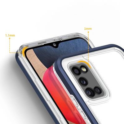 4. Clear 3in1 case for Samsung Galaxy A03s (166) frame gel cover blue