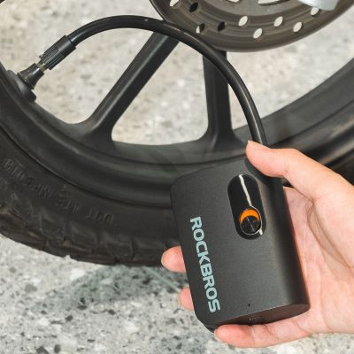 5. Rockbros L1 Mini Cordless Pump 70 psi Compressor 200 mm Schrader Hose Length - Black