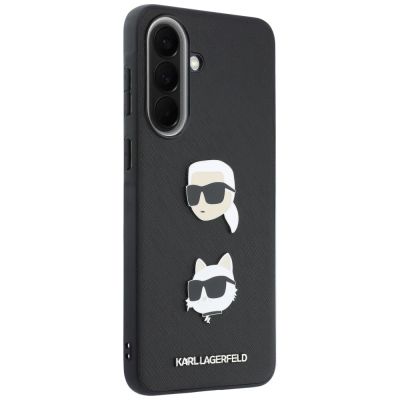 4. Karl Lagerfeld Case with Karl&Choupette Heads Pins&Logo for Samsung Galaxy A57 5G - Black