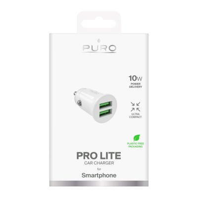 2. Puro Pro Lite Car Charger 2x USB-A 10W - White