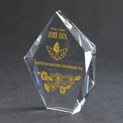 2. Engraved glass trophy + paint filling