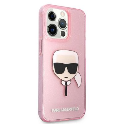 4. Karl Lagerfeld Glitter Karl's Head Case for iPhone 13 Pro Max - Pink