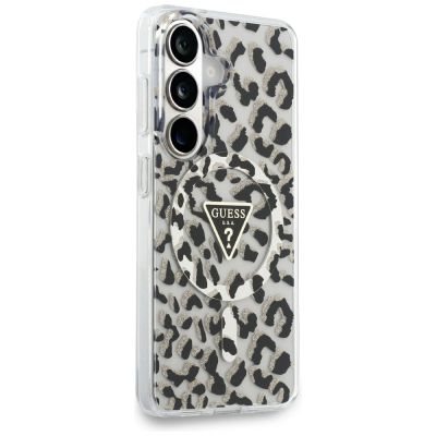 4. Guess IML Leopard Print Triangle MagSafe Case for Samsung Galaxy S26 - Black