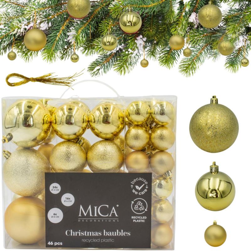 22. DECORATIVE PLASTIC BAUBLE SAFE 46 PCS GOLD MICA