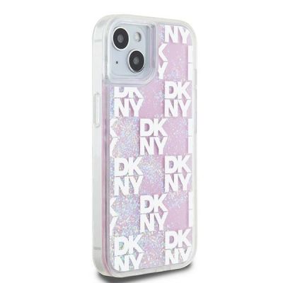 4. DKNY Liquid Glitter Multilogo case for iPhone 15 / 14 / 13 - pink