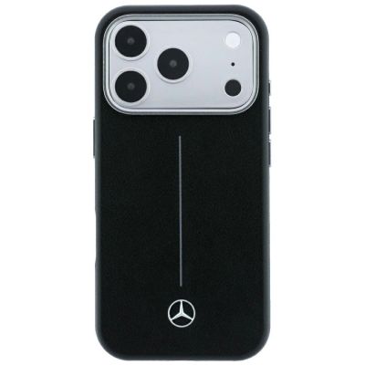 3. Mercedes Leather Semi Wrap Iconic Line MagSafe Case for iPhone 18 Pro Max / 17 Pro Max - Black
