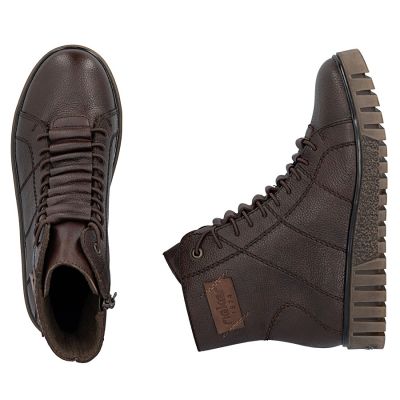 5. Women's brown leather platform ankle boots Rieker Y3421-26