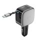 Cuktech CC903P 100W Car Charger with Display and 70cm Retractable USB-C Cable - Gray