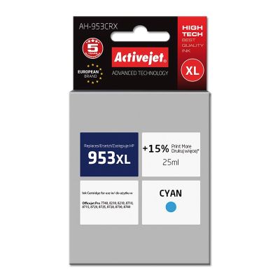 Activejet AH-953CRX Ink (replaces HP 953XL F6U16AE; Premium; 25 ml; blue)