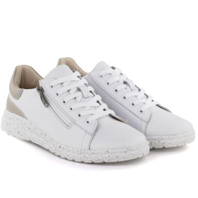 4. Women's leather shoes with zipper, white Potocki JE19402