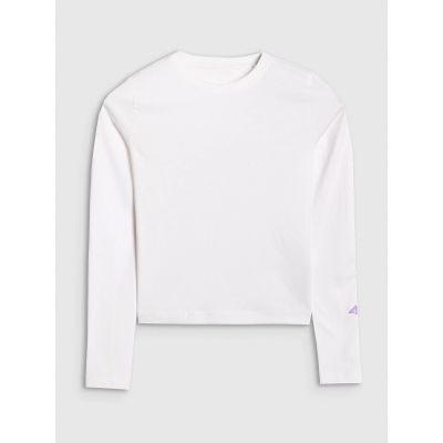 6. Girls' plain slim-fit long-sleeve top 4F 4FJRAW25TLONF603-10S