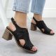 7. Women's openwork high-heeled sandals, black, Jezzi 24125