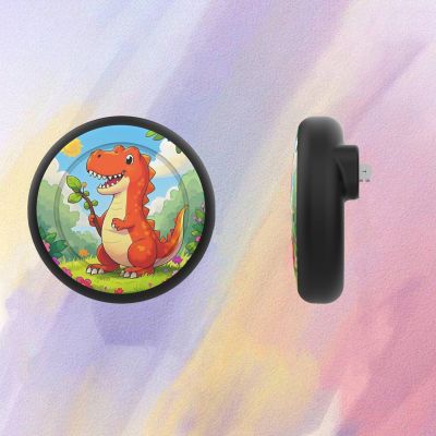 2. AirTag badge case - black with dinosaur print