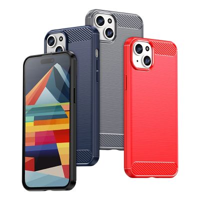 7. Flexible carbon pattern case for iPhone 15 Plus Carbon Case - black