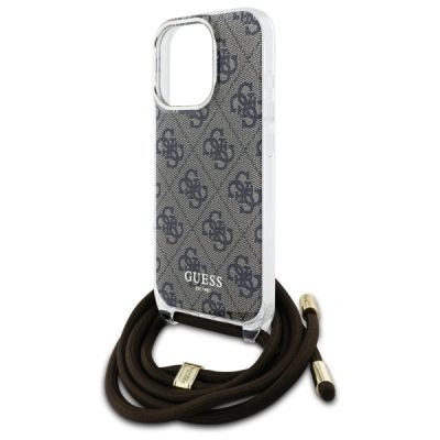5. Guess Crossbody Cord 4G Print Case for iPhone 16 Pro - Brown