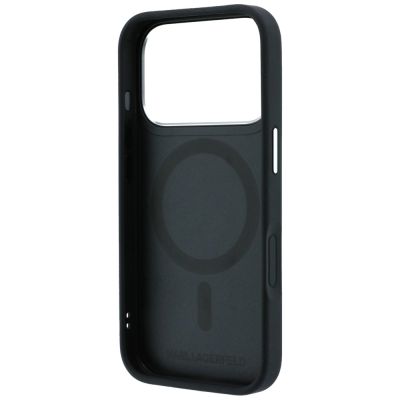 7. Karl Lagerfeld with Ring Stand 360 Karl & Choupette Heads Pin MagSafe Case for iPhone 18 Pro Max / 17 Pro Max - Black
