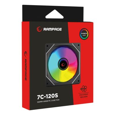 3. RAMPAGE 120 mm Case Fan, 1800 RPM, Infinite Loop ARGB, Black, PWM