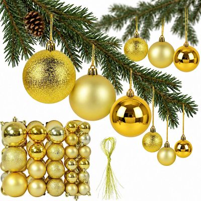 33. DECORATIVE PLASTIC BAUBLE SAFE 46 PCS GOLD MICA